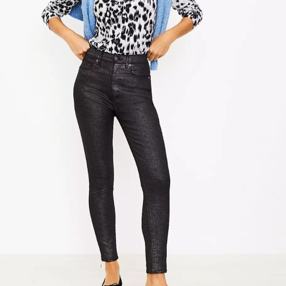 LOFT Shimmer Slim Pocket Skinny Jeans | Black Shimmer | NWT | Size 6/28